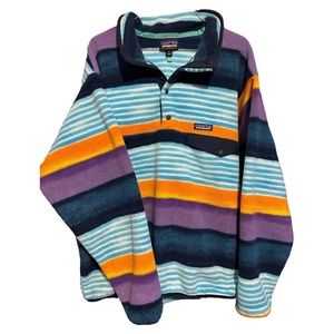 Pristine Patagonia Rare Fitz Stripe Synchilla Snap-T Fleece Pullover Jacket